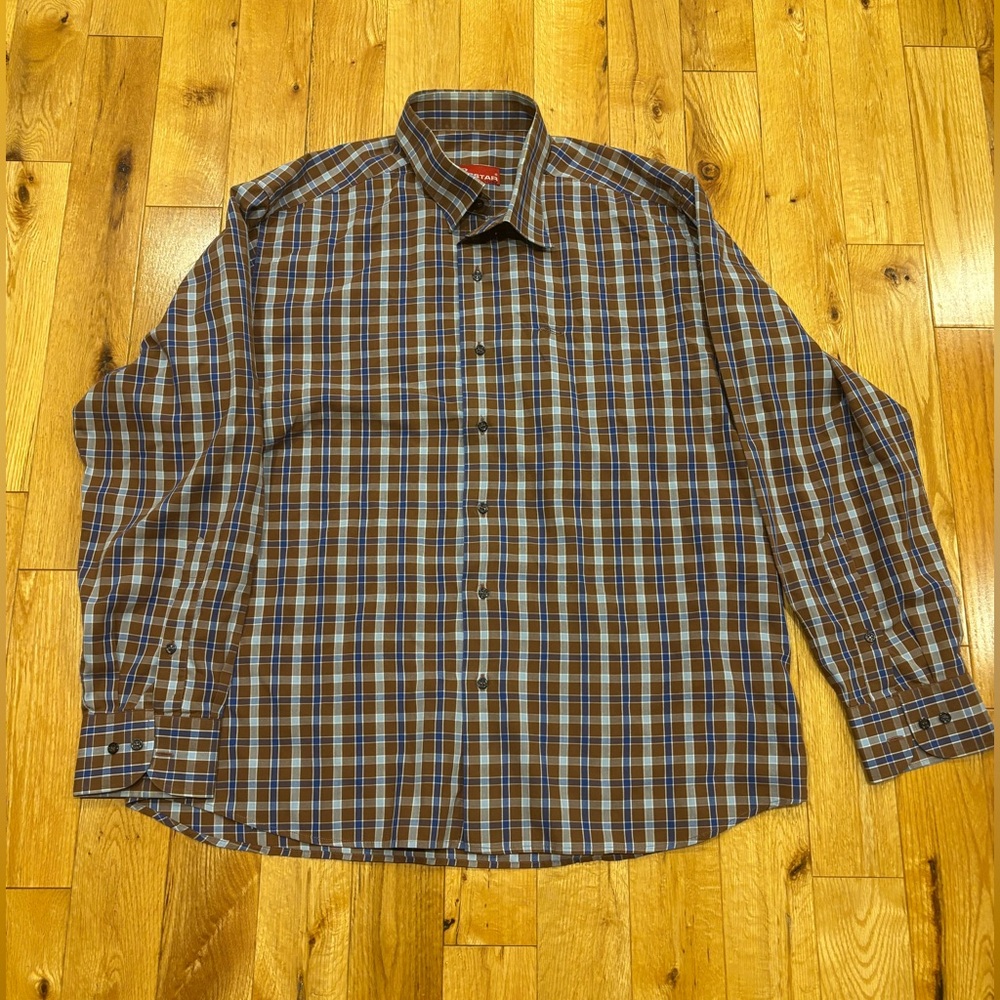 Big Star Men's Checkered Blue and Brown Shirt